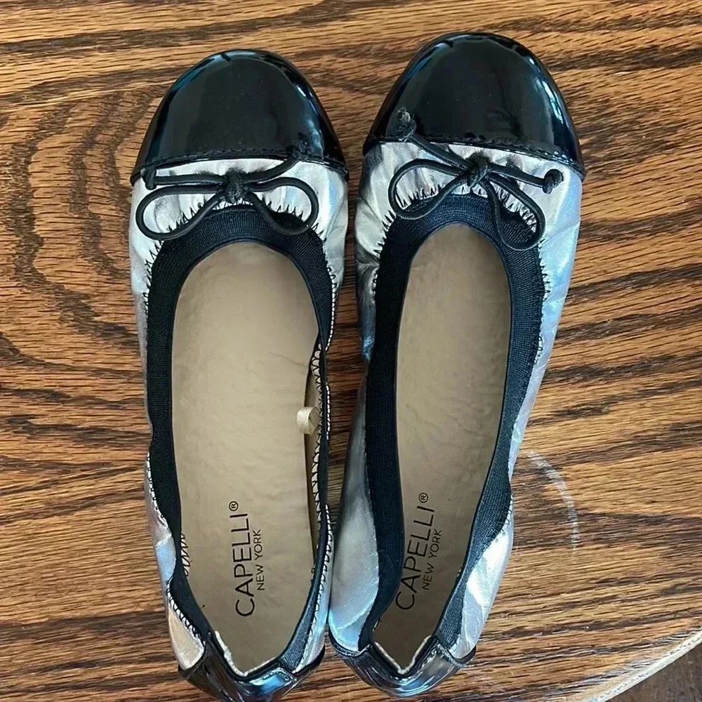 Capelli black and silver ballet flats girls 1